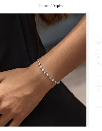 2.4CT Moissanite Bracelet 925 Sterling Silver Sparkling Round Lab Diamond Tennis Bracelets For Women Fine Jewelry