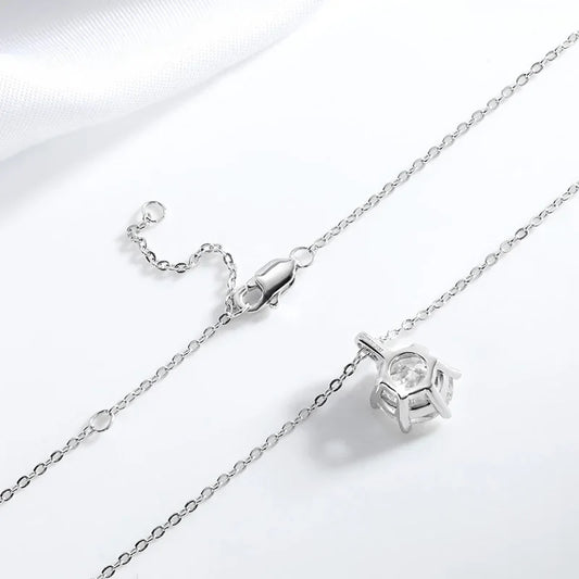 2CT 8mm D Color Moissanite Necklace for Women Classic 6 Claw Sparkling Lab Pendant Original 925 Sterling Silver Wholesale