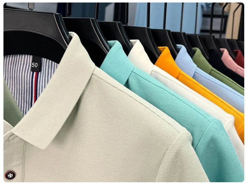 100% pure cotton high-end short sleeve polo shirt men's summer fashion new breathable Korean business casual golf brand T-shirt