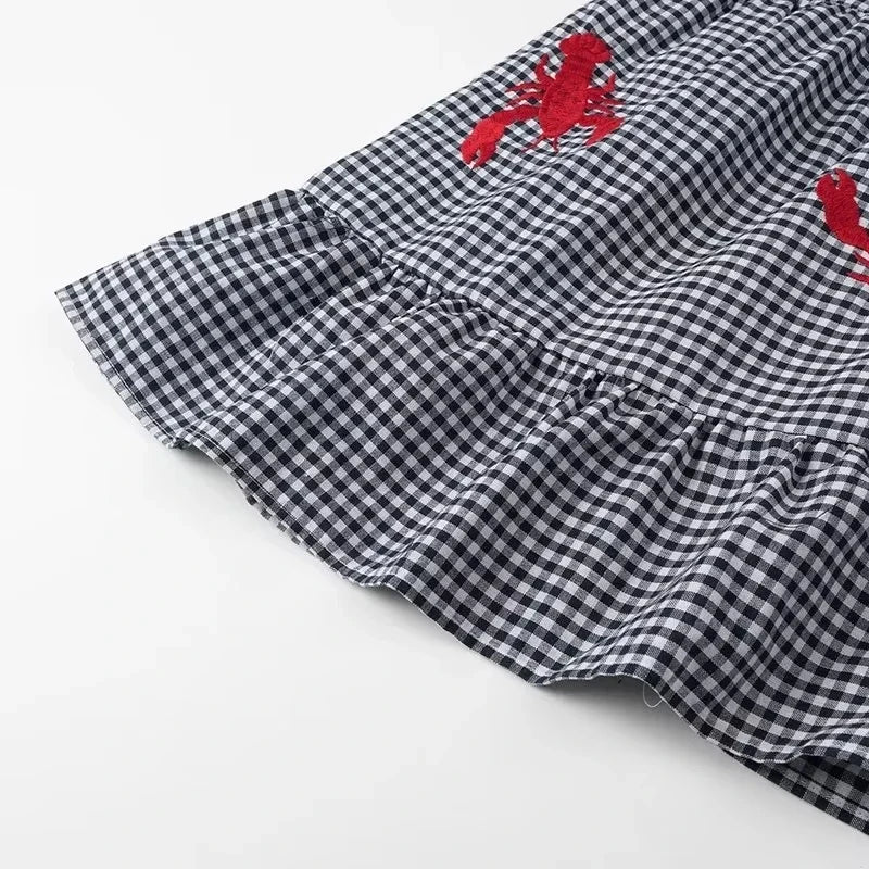 Plaid Slip Long Dress Woman Embroidery Ruffle Summer Dresses 2025 Sleeveless Beach Holiday Dress Women Casual Midi Dresses