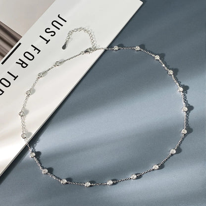 3mm 4mm All Moissanite Necklace for Women 925 Sterling Silver  Round Bubble Diamond Neck Chain Chocker Fine Jewelry GRA
