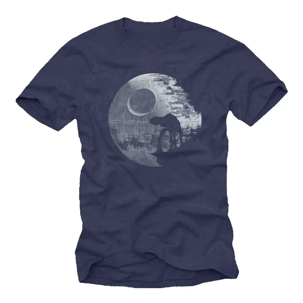 Vintage Star T-Shirt Black AT Shadow Print Tee Shirt Graphic T Shirts Retro Streetwear Crew-neck Short-sleeved Men's T-shirt