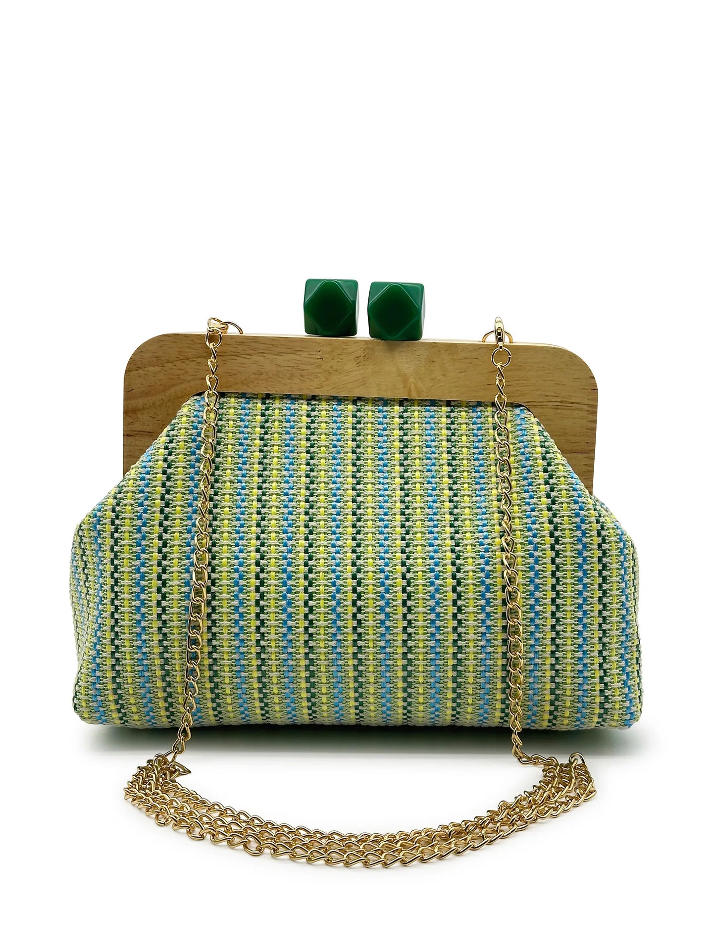 Colorful Striped PP Straw Clucth Bag for Women Wooden Clip Shell Shoulder Crossbody Bags Casual Weave Summer Beach Bag 2026