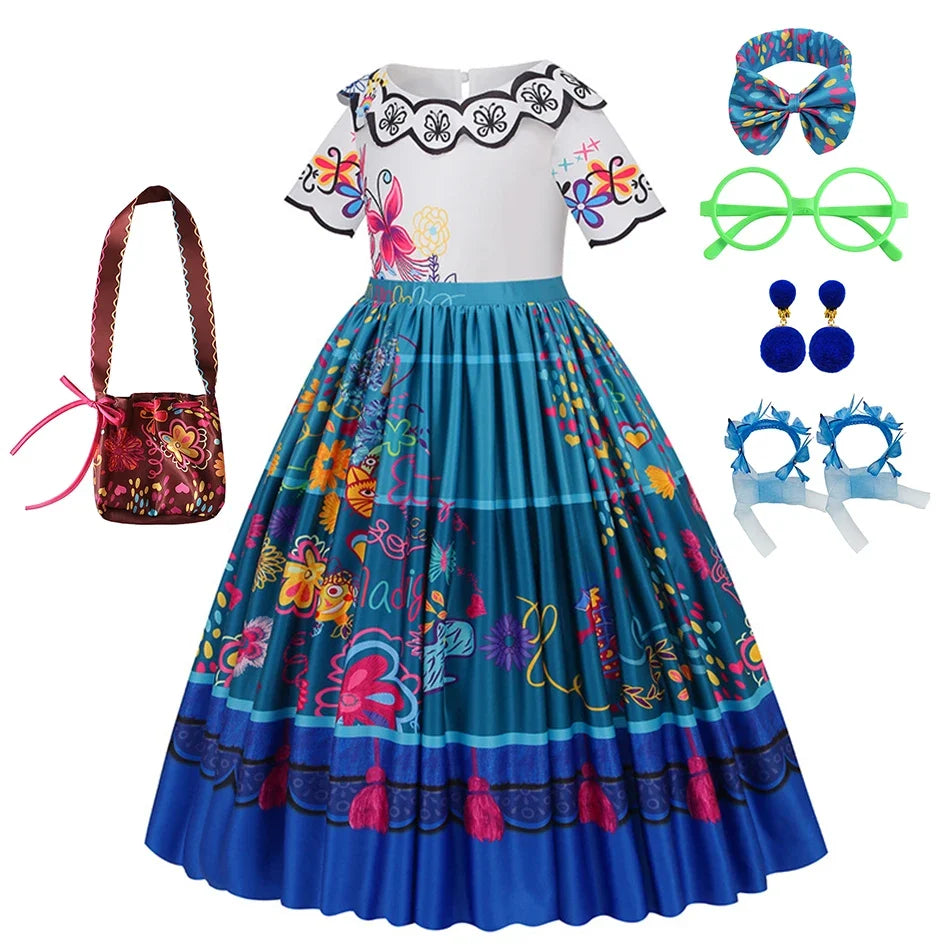 Mirabel Costume Girl Charm Encanto Disguise Dress Birthday Princess Theme Party Fantasy Outfits Toddler Girls Carnival Sets