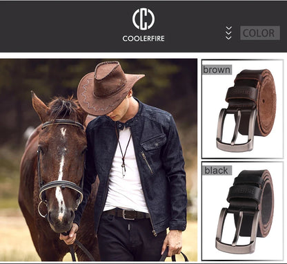 Genuine Leather Belt For Man 100% Real Genuine Cowskin Top Layer Leather Men Belts Designer Fashion High Quality Waistband TM053