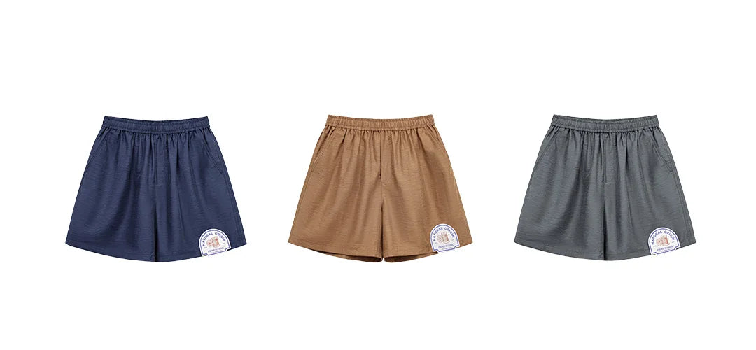 Men's Lyocell Linen Look Shorts Straight Leg Elastic Waist Lightweight Breathable Old Money Casual Summer Male Pants
