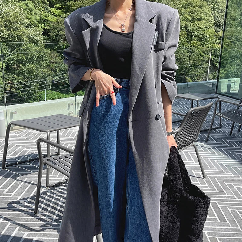 Retro High Waist Straight Leg Blue Jeans Women's Autumn Spring Season Versatile Loose Fit Long Pants Ladies Premium Denim