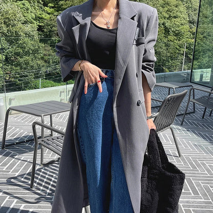 Retro High Waist Straight Leg Blue Jeans Women's Autumn Spring Season Versatile Loose Fit Long Pants Ladies Premium Denim