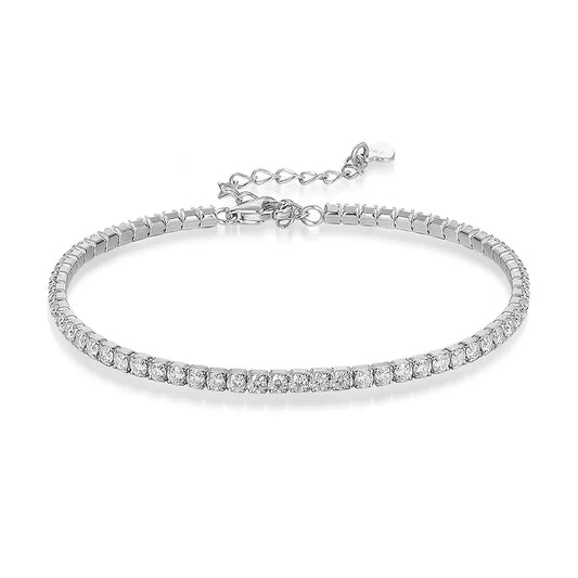 Bracelets Tennis Moissanite 1,5/2/3mm pour Femme Argent Sterling 925 Plaqué Or Blanc 18k Certifié GRA Bracelet Délicat