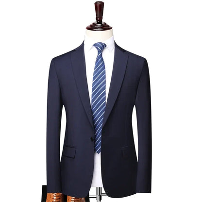 S-8XL Blazer New Men's Fashion Business Solid Color British Style Professional Work Groom Wedding Dress Best Man Blazer Jacket