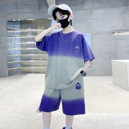 Gradient Sportswear Set 2025 New Children's Clothing Clothes for Cotton Boys Kids Sweatshirt Tracksuit Boy 8 10 Year Old Top