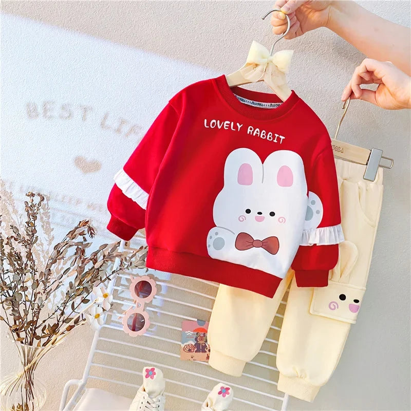 New Spring Autumn Baby Clothes Suit Children Girls Fashion Cartoon T-Shirt Pants 2Pcs/Set Toddler Sports Costume Kids Tracksuits