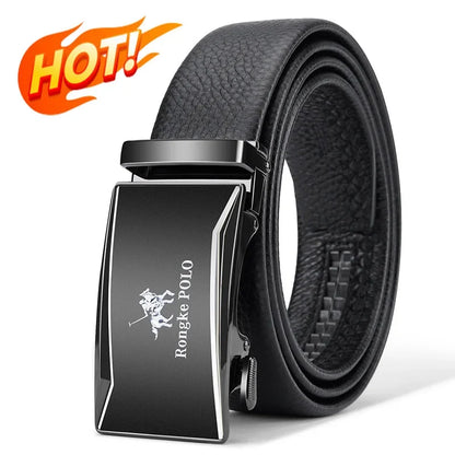 Belt for men, Genuine Leather Belt, Alloy Automatic Buckle Ratchet Belt, Men's Fashion Designer Belt 110cm-130cm