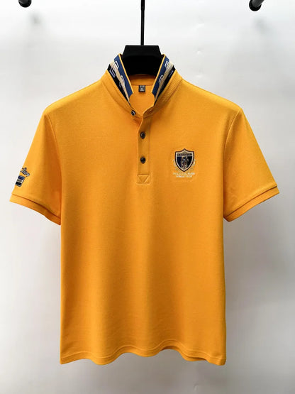 High end brand breathable cotton POLO shirt short sleeve men's 2024 summer exquisite letter embroidery fashion business T-shirt