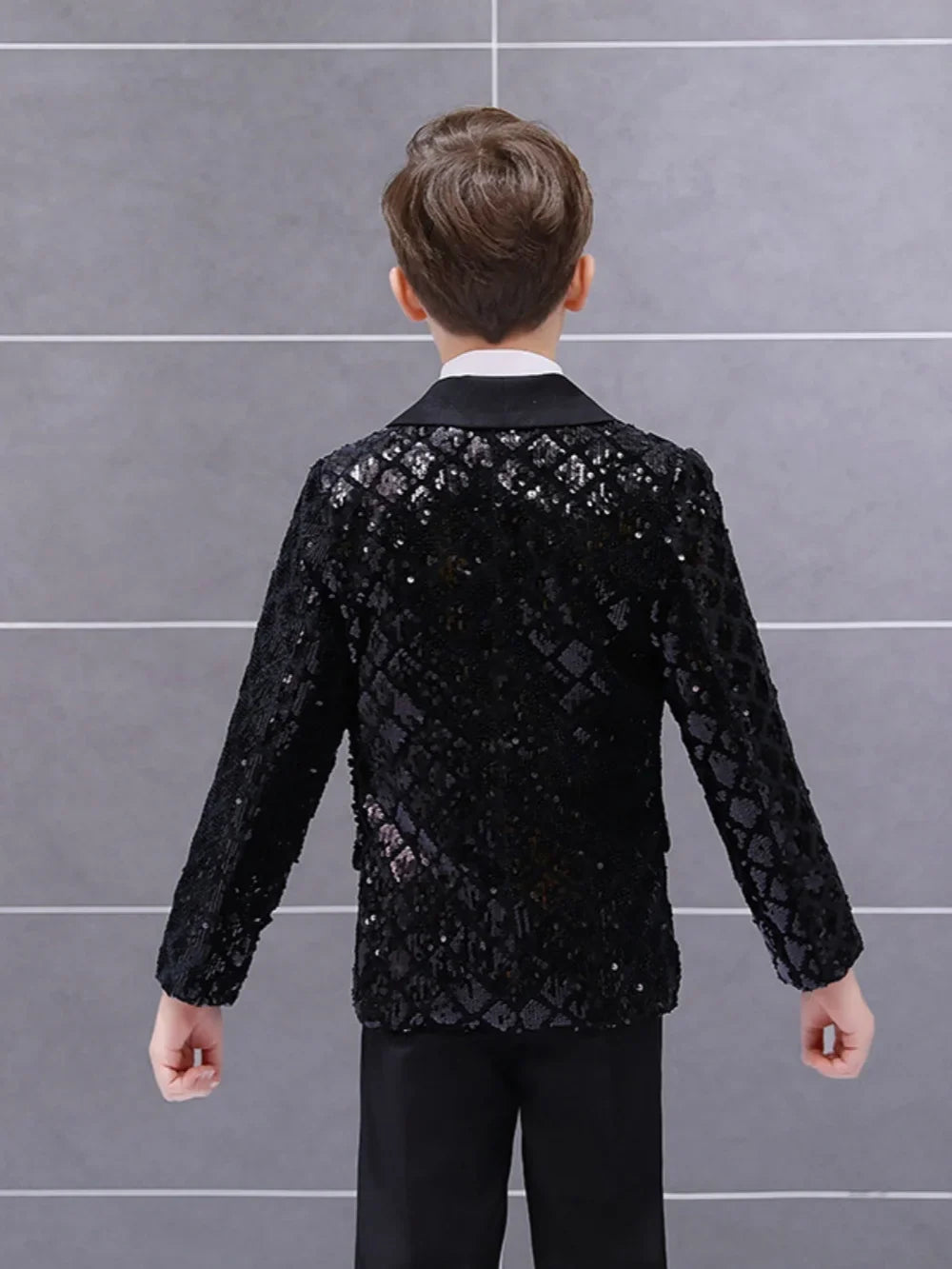 High Quality Luxury Boys Suits 3 Pieces Wedding Ring Bearer Outfit Elegant Black Kids Formal Suit Set Piano Performance Wear