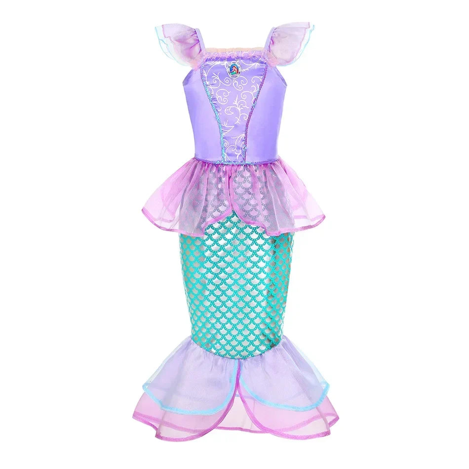 Girls Princess Dress Kids Disney Elsa Anna Snow White Aurora Sofia Rapunzel Cinderella Halloween Costume Children Birthday Party