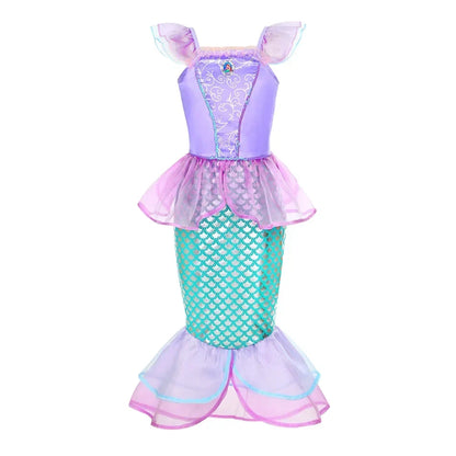 Girls Princess Dress Kids Disney Elsa Anna Snow White Aurora Sofia Rapunzel Cinderella Halloween Costume Children Birthday Party