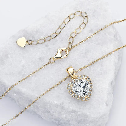 2ct D Color Moissanite Love Heart Pendant Necklaces 925 Sterling Silver Necklace Chains for Women Wedding Jewelry Gift