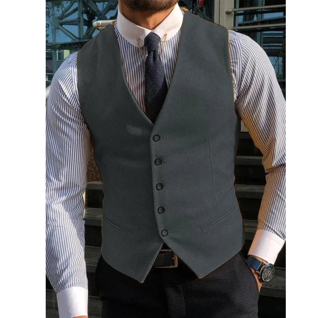 New Arrvial Men Vest Classic Cotton Blended Slim Fit Formal Suit Waistcoat  Vest Men Busoness