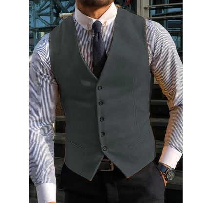 New Arrvial Men Vest Classic Cotton Blended Slim Fit Formal Suit Waistcoat  Vest Men Busoness