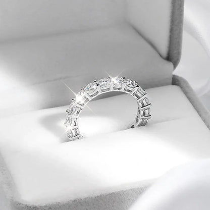 2-5mm Full Moissanite Ring for Women Sparkling Wedding Eternity Bands 100% S925 Sterling Silver Jewelry Classic Ring