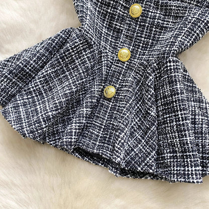 American Summer Women Camisole Halter Buttons Y2K Solid Slim Fit Tops Fashion Chic Tweed Design Hotsweet Tank Top