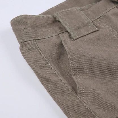 American Retro Washed Pocket Straight Leg Workwear Shorts for Female Boyfriend Mid Waist Casual Jeans Loose Pants Trendy Ins