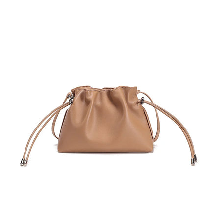 Luxury Pleated Cloud Crossbody Bag - Premium Genuine Leather Drawstring Shoulder Purse, Versatile Small Bag for Elegant Lady