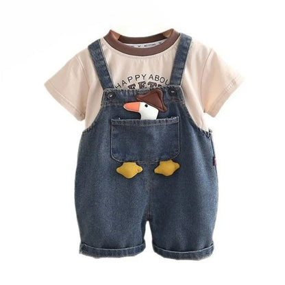 New Summer Baby Boys Clothes Suit Children T-Shirt Overalls 2Pcs/Sets Kids Girls Clothing Infant Cartoon Toddler Costume Outfits