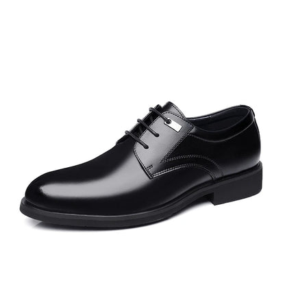 Mens Black Genuine Leather Perforated Metal Decor Lace Up Formal Business Office Breathable Summer Shoes Hollow Stylish Simple