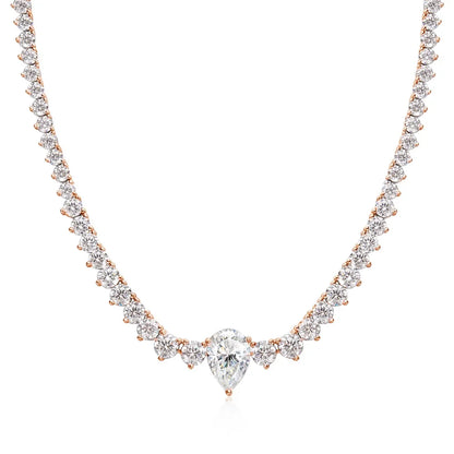 GRA Certified Moissanite Tennis Necklace with 4ct Pear Cut Pandent Solid 925 Silver Wedding Tennis Necklaces for Women