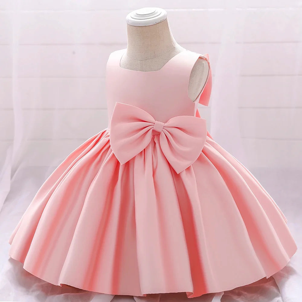 Big Bow Baby Girls Party Dress Toddler 1st Birthday Baptism Princess Kids Dresses for Girl White Wedding Prom Christmas Costumes