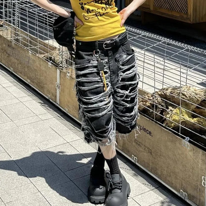 Design Sense Niche American Street Heavy-duty Washed Denim Shorts for Men and Women Summer New Style Captcha Pants
