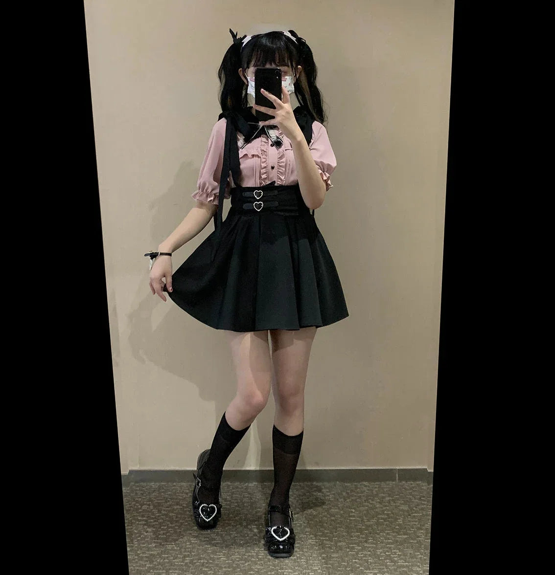 Japanese Gothic Y2k Lolita Skirt Women Elegant Sweet Lace Ruffles Ribbon Bandage Mini Skirts Girls Sexy Cute Punk Party Skirt