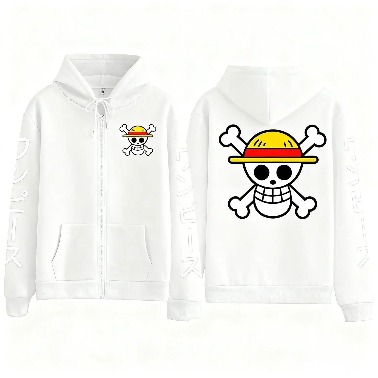 New Oversized One Piece Luffy Anime Zipper Hooded Sweatshirt Men Women Streetwear Casual Pullover Jacket Long Sleeve Autumn