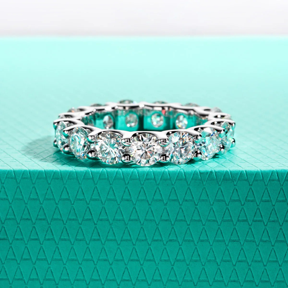 4.5mm D Color Moissanites Eternity Band Ring 925 Sterling Silver Wedding Rings for Women Jewelry Gifts Wholesale