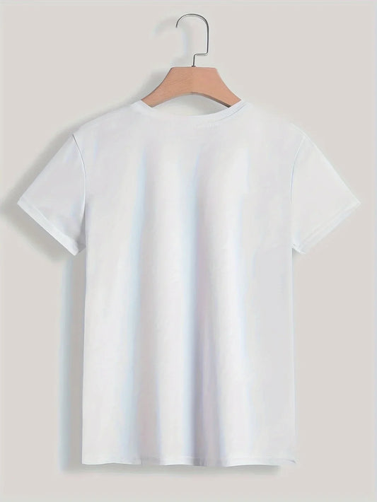Vintage Elegant O-neck Short Sleeved T-shirt Paris Tower Printed Top High-quality Comfortable And Minimalist Women's Tee Top ﻿