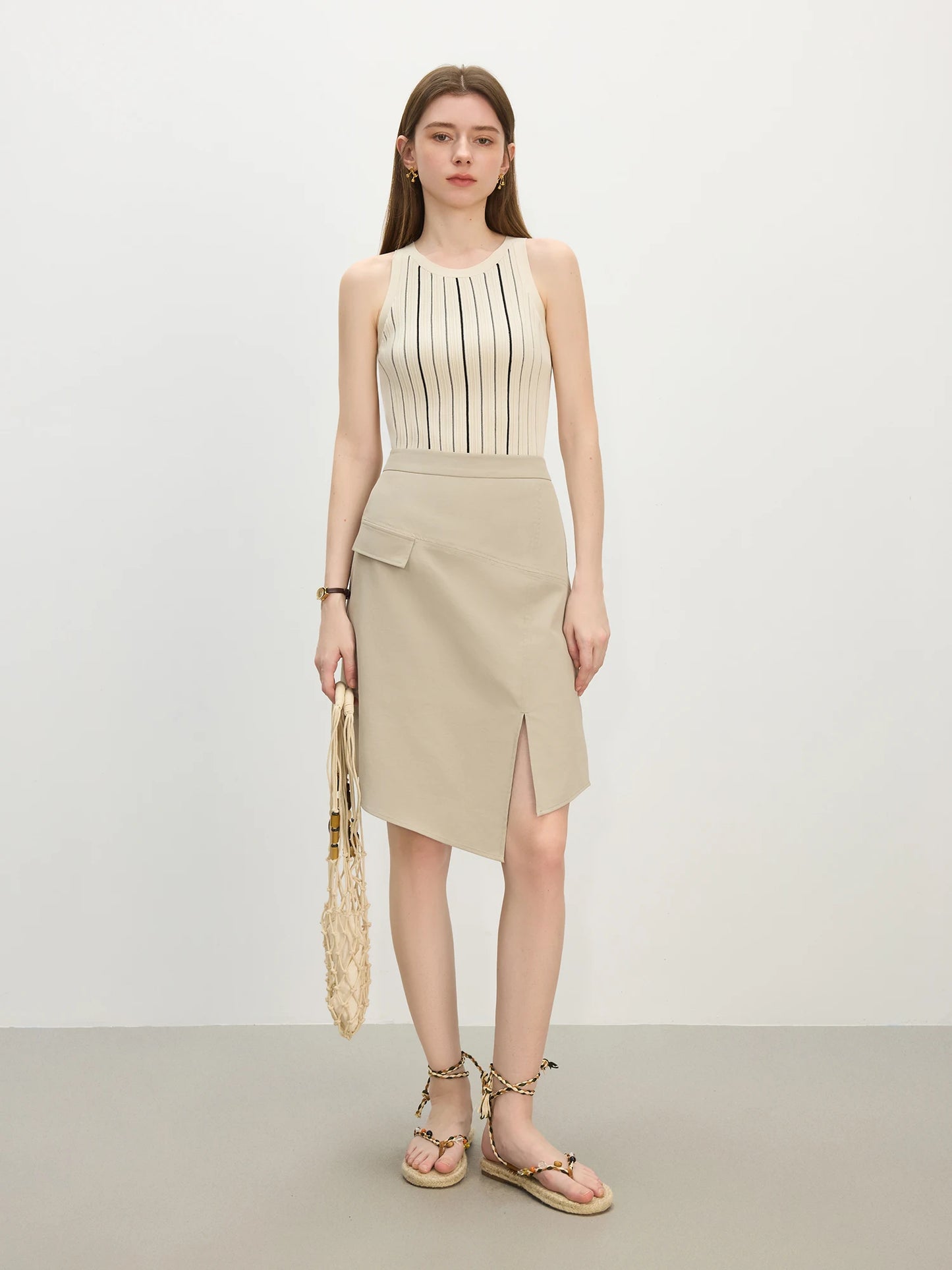 Women 2025 Summer New Style Design-Sensitive Asymmetric Workwear-Style Half Skirt for Commuting A-Line Mini Skirt 25FS12434