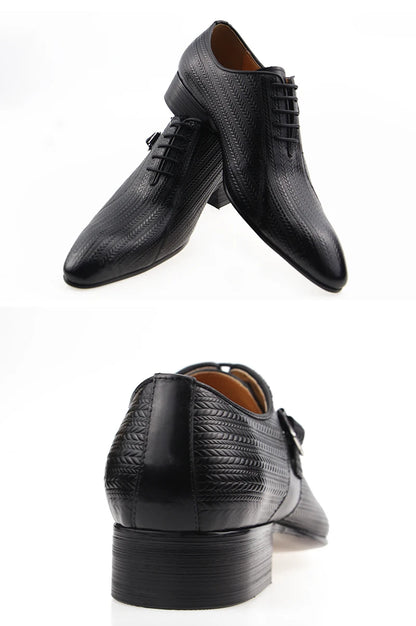 Custom Made Luxury Mens Shoes Wedding Genuine Brock Shoes for Lace Up Men Leather Shoe Sapato Dress Office Shoes Printing Latest
