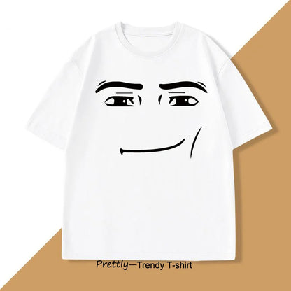 Roblox Face Meme T-shirt Men Women Causal Cotton Short Sleeve Tshirt Loose Short Sleeve Tops Harajuku Y2k Oversized Tops Tee
