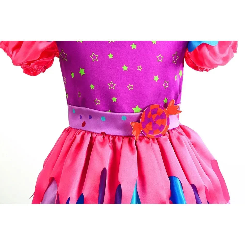 2025 Purim Festival Suspender Rainbow Dress For Girl Candy Lollipop Costume Party Gift Candy Dress + Lollipop Accessories Suit