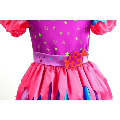 2025 Purim Festival Suspender Rainbow Dress For Girl Candy Lollipop Costume Party Gift Candy Dress + Lollipop Accessories Suit