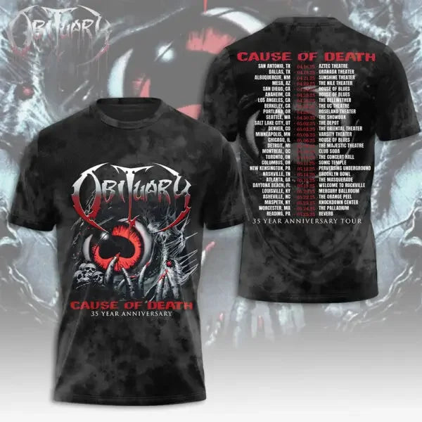 Classic Rock Obituary Album 3D Print T-shirt Summer Unisex Streetwear Men Women Hip Hop Trend Short Sleeve Tee Oversized Y2k Top