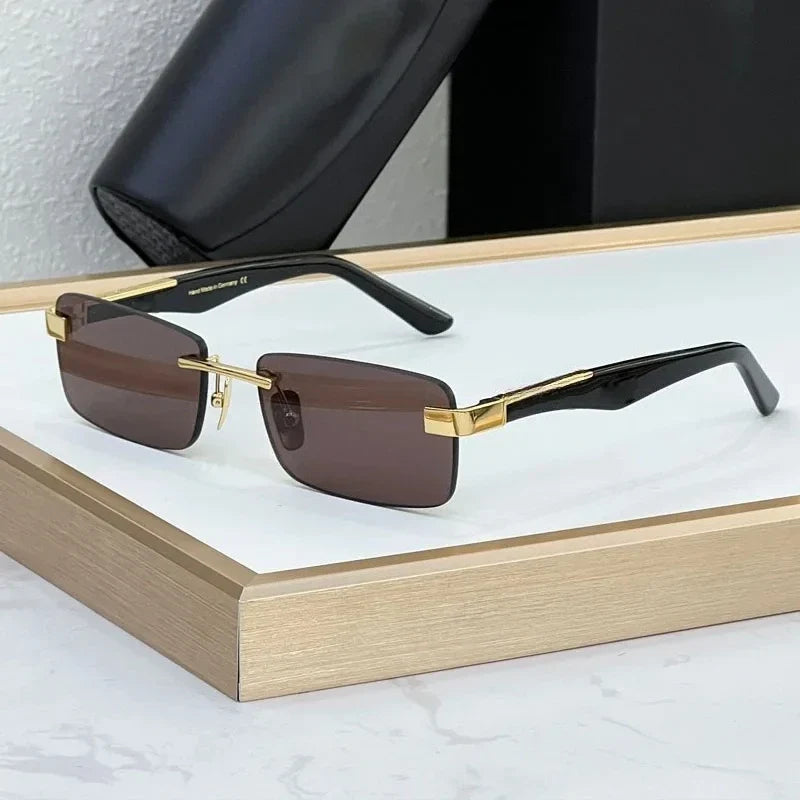 Designer Boundless Sunglasses THE ARTIST I Handmade in Germany Rectangle Alloy Acetate Luxury Top Quality UV400 Unisex with Case