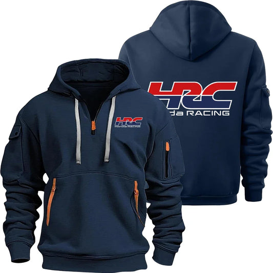 HRC Logo Racing Team Men's Half-zip Hoodie Spring and Autumn Men's Sweatshirt 2025 Sports Men's Pullover Clothes
