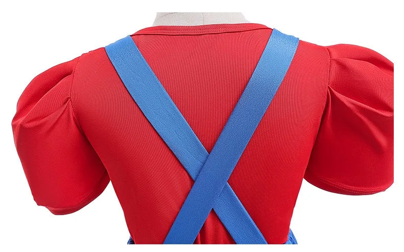 Super Bros Stage performance movie cosplay girls puff Sleeve Top+Dress Girl Halloween Birthday Party Cosplay