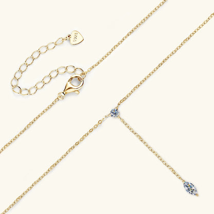 Marquise Cut Moissanite Necklaces Long Tassel Clavicle Chains Necklace for Women 925 Sterling Silver Jewelry Collares