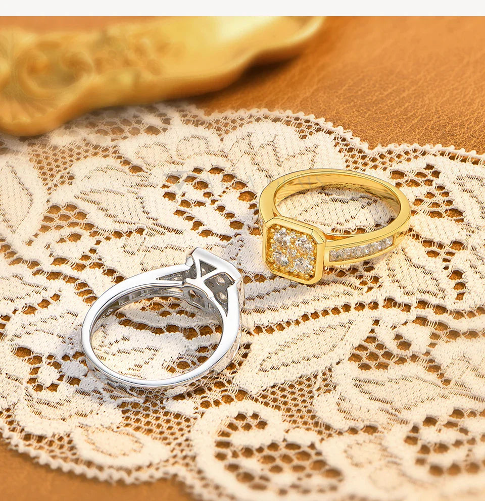 Bague ATTANGEMS carrée en moissanite DVVS1 en argent sterling 925, bagues de fiançailles classiques, alliance élégante, bijoux pour femme
