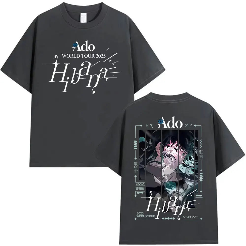 Japanese Ado Hibana WORLD TOUR 2025 New T-Shirts Men Women Clothing Gothic Short Sleeve T Shirt Hip Hop Oversized Cotton T-shirt