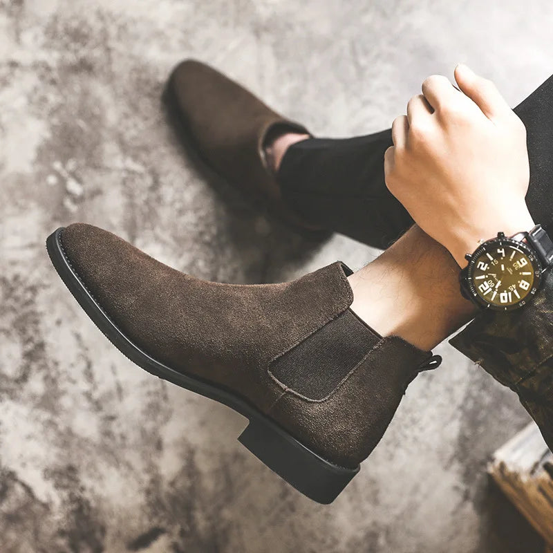 2026 Men Elevator Shoes Chelsea Boots 6cm 8cm Invisible Inner Increase Shoes Man Height Increasing Shoes Suede Leather Men Boots
